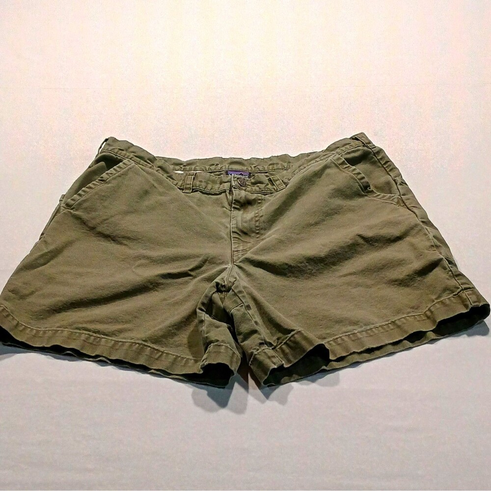 Patagonia Y2K Men's Green Cotton Canvas Stand Up Shorts Flat Front Zip Size 38